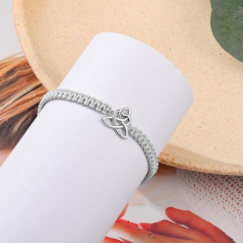J.Endéar Celtic Knot Bracelet for Women Men 925 Sterling Silver String Jewelry for Ladies Luck Cord Black Bracelet Handmade Women Gift in Saudi Arabia