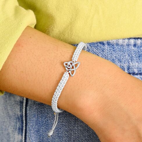 J.Endéar Celtic Knot Bracelet for Women Men 925 Sterling Silver String Jewelry for Ladies Luck Cord Black Bracelet Handmade Women Gift in Saudi Arabia