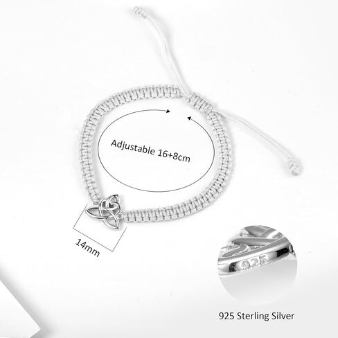 J.Endéar Celtic Knot Bracelet for Women Men 925 Sterling Silver String Jewelry for Ladies Luck Cord Black Bracelet Handmade Women Gift in Saudi Arabia