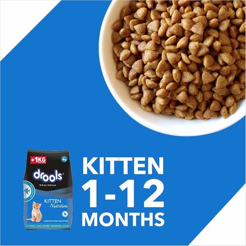 Drools Kitten Dry Cat Food Ocean Fish, 8.82lb (6.62lb + 2.21lb Free) – Sardine, Mackerel, Omega Fatty Acids for Growth, Health, Skin, Coat & Urinary Health in Saudi Arabia
