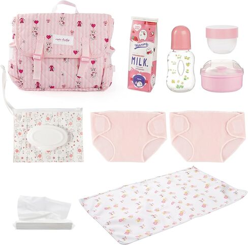 BABESIDE 10 Pcs Reborn Doll Accessories Set for 17-22 Inch Dolls, Doll Feeding and Care Set, Including Doll Diaper Bag, Doll Diaper, Great for Children's Pretend Play(Dolls not Included) in Kuwait