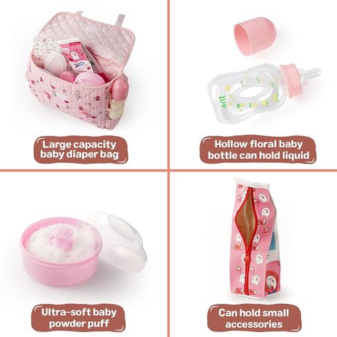 BABESIDE 10 Pcs Reborn Doll Accessories Set for 17-22 Inch Dolls, Doll Feeding and Care Set, Including Doll Diaper Bag, Doll Diaper, Great for Children's Pretend Play(Dolls not Included) in Kuwait