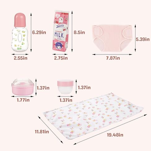 BABESIDE 10 Pcs Reborn Doll Accessories Set for 17-22 Inch Dolls, Doll Feeding and Care Set, Including Doll Diaper Bag, Doll Diaper, Great for Children's Pretend Play(Dolls not Included) in Kuwait