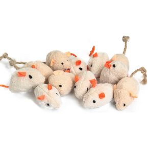emours 12 Piece Pack Furry Mice Cat Toy Realistic Fur Mice Toys,Colors Varies