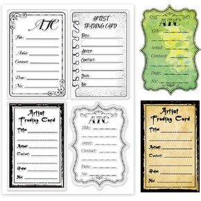 GLOBLELAND ATC Frames Silicone Clear Stamp Artist Trading Card Transparent Silicone Stamp Note Rubber Stamp for Scrapbook Journal Card Making