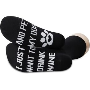 G2TUP 2 Pairs Dog Lover Gift Dog Owner Socks I Just Want To Drink Wine And Pet My Dog Socks Wine Lover Gift Dog Mom Gift