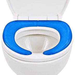Vive Gel Toilet Seat Cushion Cover - Raised Padded Riser Cushion for Elongated, Standard, and Commode Chairs- Seat Warmer Pressure & Pain Relief Comfort- Adhesive Donut Pad for Elderly, Seniors (Blue)