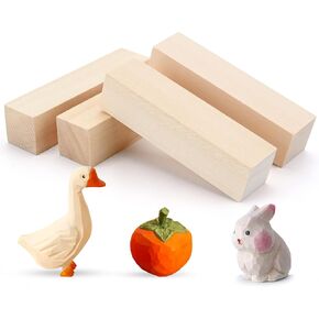 Basswood Carving Blocks,Whittling Wooden Blocks Kit,4x2x2 Inch Basswood for Wood Carving Blocks Wood Crafts, DIY Practice Wood Carving Kit for Beginners Kids,Wood-Soft Unfinished Wood (2 pcs)