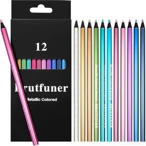 ofone Metallic Colored Pencils, 12Pcs Professional Coloring Pencils for Adult Kids, Drawing Pencil Set Art Supplies for Artists Beginners Sketching and Shading