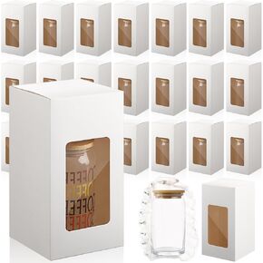 Fullhawl 48 Pcs Gift Boxes for Sublimation Glass Exhibition Boxes, 16 oz Glass Cups Cardboard Box with Bubble Pouch, 16 oz Frosted Sublimation Glass Drinking Can Tumbler Boxes for Shipping Packaging