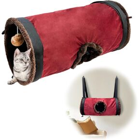 Cat Tunnel, Hangable Cat Tube, Indoor Cat Toy, Collapsible Cat Play Tunnel with Balls, Interactive Cat House for Kitty, Kitten, Rabbit, Puppy