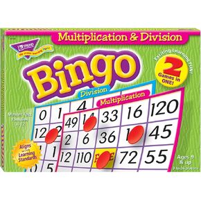 Trend Enterprises: Multiplication & Division Bingo Game, Exciting Way for All to Learn, 2 Games in One! Play 8 Different Ways, Great for Classrooms and at Home, 2 to 36 Players, for Ages 9 and Up