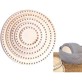 Alinacutle 5 Sizes Wood Crochet Basket Base,Wooden Basket Bottom, Round Circle Wood Baskets Bases for DIY Baskets/Bags/Purse Weaving (3.9"/5.9"/7.8/"9.8"/11.8“）