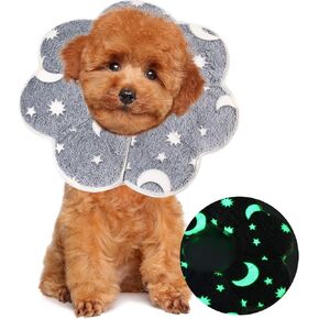 HOMBYS Luminous Soft Dog Cone Collar Adjustable After Surgery for Dogs & Cats, Glow in The Dark Design for Claming Dog, Comfy Pet Recovery Cone, Elizabethan Collar for Stop Licking