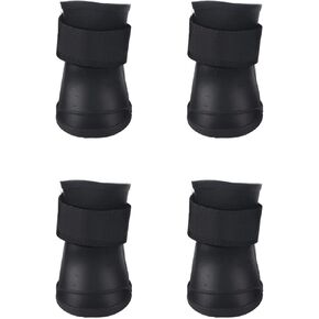 Yctze 4pcs Silicone Protective Dog Boots, Antislip Snow Shoes for Small Dogs, Ideal for French, Cute Pet Rain Wellies (M Black)