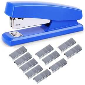 Blue Desktop Staple, 4.8 Inch Labor Saving Stapler for 20 Sheets Capacity with 500 Pcs No.12 Staples (Blue)