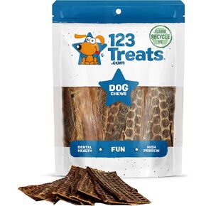 Esophagus Dog Treats (6 Inches - 25 Count) 100% Natural Gullet Sticks for Dogs Flat - Beef Jerky Dog Treats Strips Free of Preservatives, Hormones & Antibiotics