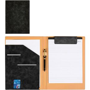 A4 Leather Padfolio Clipboard Folder, Leather Portfolio for Men and Women, Business Portfolio Binder, with Business Card Holder Reciept Pocket A4 File& Document Sleeve, Notepad Clipboard