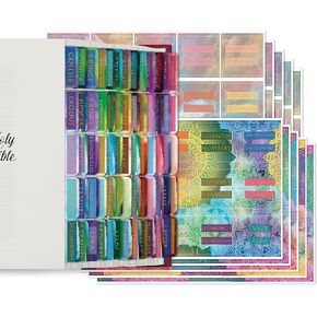 Better Office Products Bible Tabs, Old & New Testament, Gold Foil, 225 Total, 3 Sets Laminated:66 Book Names+9 Blanks, Christian Bible Journaling Adhesive(Majestic Sky, Mandala,Celestial Backgrounds)