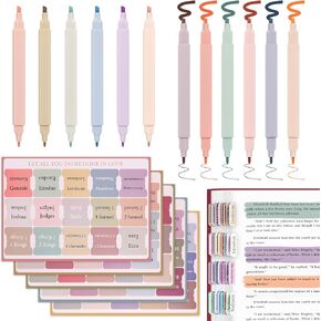Bible Tabs, Kaluofan Bible Tabs for Women, Bible Journaling Kit, 75PCS Bible Tags with 12PCS Dual Head Highlighters, Simplify Bible Navigation, Mark Scripture Annotations or Key Chapters of The Bible
