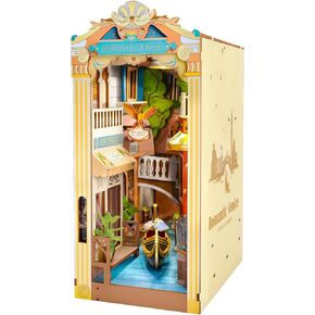 Rowood Book Nook Kit,DIY Book Nook Kits with Dust Cover for Adults,Miniature House 3D Wooden Puzzle Bookend Bookshelf Insert Decor,Craft Kits for Adults/Kids,Birthday Romantic Venice