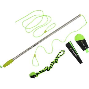 Hyper Pet Flirt Pole, Interactive Training Dog Toy, 36.5" Metal Pole with 45" Rope, 3 Toy Attachments and Replacement Rope, for All Breed Sizes