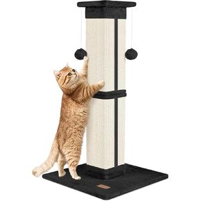 Cat Scratching Post 33 inch for Indoor Cats, High Cat Scratch Post Black