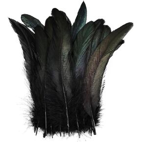 MehelloFeather Black Rooster Feathers 100Pcs Natural Feather Bulk 6-8Inch for DIY Handmade Crafts Costume and Party Performances Decoration
