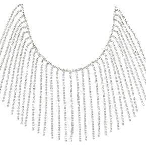 2 Yards Rhinestone Fringe Trim, Crystal Glass Beaded Tassel Chain Trimming, 4.7 inch Wide Sparkly Diamond Fringe for Wedding Dress, DIY Craft, Dance Costume, Jewelry Making in Kuwait