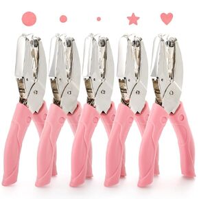 Jucoan 5 Pack Single Hole Punch Metal Handheld Small Hole Puncher مع قبضة ناعمة ، وبطولة القلب النجمة ، والورق ،