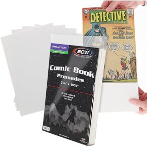 Premium Silver Age Comic Premade Resealable Bags with Backer Boards | 7 ⅛" x 10 ½" | Pre-Loaded & Archival Comic Sleeves and Boards | Crystal Clear Storage for Collectors (50 Pack)