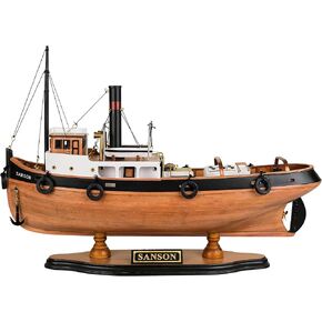 SAILINGSTORY Wooden Tug Boat Model Tugboat Decor Sailboat Decor Ship Model 17"