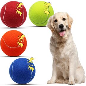 MagchoRange Squeaky Tennis Ball Dog Toys 4 بوصة كبيرة الحجم العملاقة للتنس لممارسة التمارين الرياضية ، ومطاط ، كرات الكلاب الصاخبة ، تدريب آمن (متعدد الألوان ، 4 عبوات)