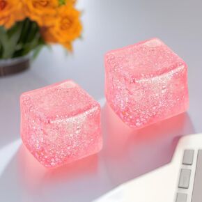 2Pack Glitter Squishy Cube - Slow Rise Nice Sugar Stress Cube Gel Stress Balls for Adults, Glitter Squishy Balls for Kids, Stress Relief/Classroom Fidget/Treasure Box Prizes(Red)