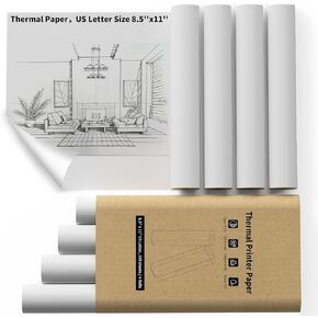 Thermal Paper Roll,Multipurpose Thermal Paper,US Letter Paper 8.5 x 11 Inch,Advance Thermal Printing,NefLaca Thermal Roll Paper Compatible with M08F, Gloryang, Jadens, Munbyn Portable Printer.4 Roll
