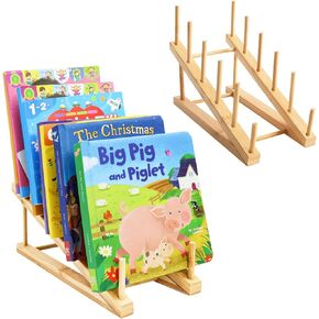 2 PCS Bookshelf For Kids Room, Toddler Bookshelf, Mini Bookshelf, Desktop Shelf, Nursery Book Shelves, Wooden Kids Book Shelf Organize Storage Rack For Living Room, Bedroom, Home Office (Natural)