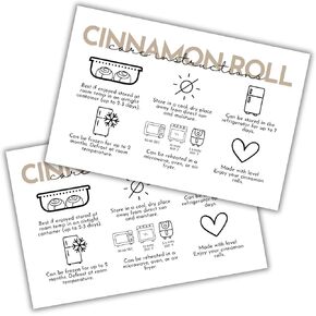 Cinnamon Roll Care Instruction Storage Cards | 30 pk 4x6" Tan Minimalist Bakery Customer Sourdough Bread Loyalty Baker Business Dessert Contracts Forms