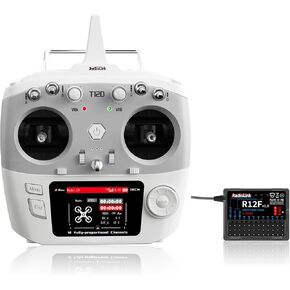 Radiolink T12D 12CH 2.4G RC Transmitter R12F Receiver, Supports ELRS/Crossfire Long Range Modules, 50 Models Storage, 4km Long Range RC Remote Controller for RC Airplane, Drone, Crawler, Car, Boats