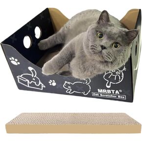 Cat Scratcher Box and Cat Bed with Refillable Double-Sided Cardboard Scratch Pad,Scratching and Sleeping,Easy to Clean and Assemble,Cat Scratchers