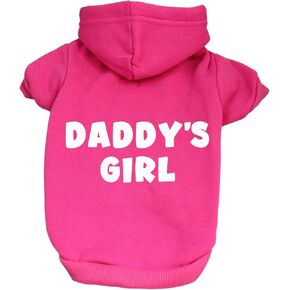 Daddy’s Girl Father's Day Dog Hoodie Fleece Lined Pullover Sweatshirt with Leash Hole (Hot Pink, Medium 948)