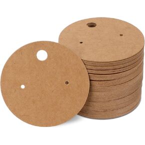 100Pcs Earring Cards, 2 Inch Earring Display Cards Brown Round Earring Display Holder Cards Kraft Paper Earring Display Cards for Jewelry Selling (Brown)