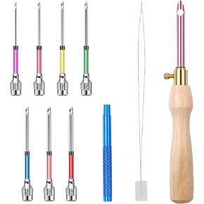 10 PCS Punch Needle, Adjustable Punch Needle Tool 7 Sizes Needle Heads Embroidery Punch Needle Kits Adults Beginner with Storage Box, Punch Needle Embroidery Kit for DIY Craft Decoration Gifts