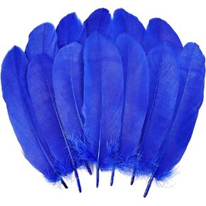 MAOFENG 150pcs 5-7 Inches Natural Goose Feathers Bulk DIY Crafts Feathers for Wedding Party Halloween Clothing Accessories,Royal Blue