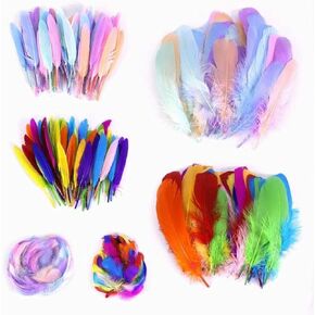 Xrkus 400Pcs 3-7 Inches (7-18cm) Feathers Three Sizes Pure Natural Feather for DIY Craft Wedding Flower Arrangement Home Party Centerpieces Dream Catchers Decorations (Colorful)