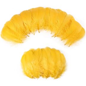 MAOFENG 480pcs Natural Feathers Bluk 3-5 inch Feathers Crafts Bluk for DIY Halloween Wedding Home Party Decorations,Golden Yellow