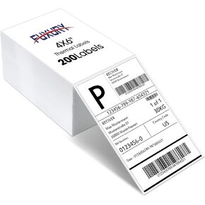 Fuxury Thermal Labels 4x6 200 Labels, Fanfold Direct Shipping Labels with Perforated and Strong Adhesive, Mailing Labels Thermal Printer Paper for Most Thermal Printer Shipping Supplies