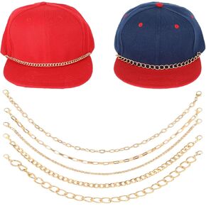 Aeaocvo 5PCS Trucket Hat Chains, Trucker Hat Charms Hat Chains for Women Trucker Hat Chain Bill Decoration Mental Detachable Chains for Mesh Baseball Cap Purse Accessories Decoration