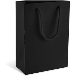 simarro 6Pcs Black Gift Bags With Handles, 8x4x11 Inch Gift Bags Medium Size Retail Bags Paper Bags For Party Shopping Birthday Wedding(Black)