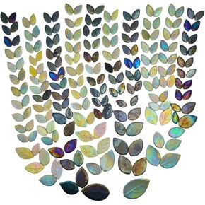 Iridescent Ceramic Leaf Mosaic Tiles, Mixed Sizes, 1.1 lbs, Perfect for DIY Crafts, Indoor & Outdoor Decor, Garden Art & Mosaic Projects (Mix Color Leaves)