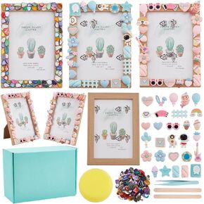 WEBEEDY 3PCS Mosaic Photo Frame Craft Kit DIY Mosaic Picture Frames with Mosaic Tiles,Summer Display Frame Photo Birthday Gifts Arts Crafts Supplies,4x6/10.1x15.2cm